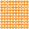 100 business career icons set orange