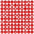 100 business career icons set red