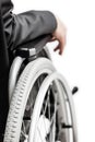 Invalid or disabled businessman in black suit sitting wheelchair Royalty Free Stock Photo