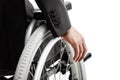 Invalid or disabled businessman in black suit sitting wheelchair Royalty Free Stock Photo