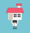 Business carry a heavy home. Business concept Vector illustration