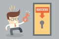 business cartoon character conceptual design for key success failure Royalty Free Stock Photo