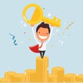 Business cartoon character success.Vector illustration