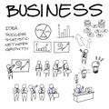 Business cartoon doodle style vector illustration set.