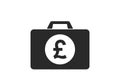 Business case icon with british pound sign. isolated vector finance and money symbol