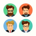 Business and casual male handsome cartoon characters. Flat avatars