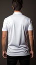 Business casual mens white polo shirt from behind, exuding relaxed professional elegance