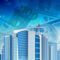 Business center on abstract dollar background Royalty Free Stock Photo