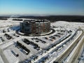 business center in Innopolis near Kazan tatarstan. at winter with snow. Aerial