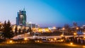 Business Center Of Minsk At Night Scene Street