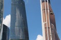 Business center Moscow-City. Fragments of the towers Federation and Mercury Royalty Free Stock Photo