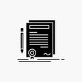 Business, certificate, contract, degree, document Glyph Icon. Vector isolated illustration Royalty Free Stock Photo