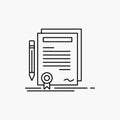 Business, certificate, contract, degree, document Line Icon. Vector isolated illustration Royalty Free Stock Photo
