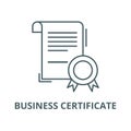 Business certificate vector line icon, linear concept, outline sign, symbol