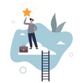 Business champion succeed to get reward, winning star employee, career path or dream job concept.flat vector illustration