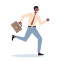 Business character with briefcase running. Business man