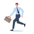 Business character with briefcase running. Business man