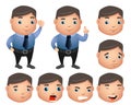 Business character vector set with chubby sales man in office attire