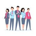 Business characters team work. Office people corporate employee cartoon teamwork communication. Flat business team