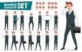 Business characters vector set with businessman wearing office attire