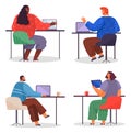 Business characters working in office workplace. Co working people, meeting, teamwork, collaboration