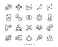 Business chart and businessman line icon set