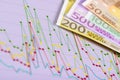 Business chart with data and Euro banknotes Royalty Free Stock Photo