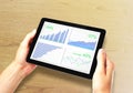 Business chart on digital tablet screen in man hands Royalty Free Stock Photo