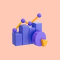 Business chart growth icon 3d render concept for Trading stock news creative Growth Royalty Free Stock Photo