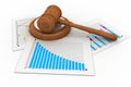 Business chart with judges court gavel Royalty Free Stock Photo