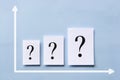 Business chart with a line of question marks Royalty Free Stock Photo