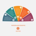 Business chart modern infographic vector template from color semicircle for 5 options Royalty Free Stock Photo