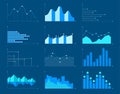 Business charts and graphs infographic elements vector illustration. Royalty Free Stock Photo