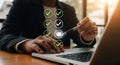 Business checklist completion with laptop and pen symbolizing task management and verification process efficiency Royalty Free Stock Photo