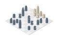 Business chess cube isometric 3d design set, Small Business fight concept