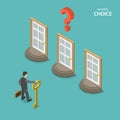 Business choice isometric flat vector concept.