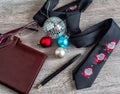 Business Christmas: tie, pen, glasses Royalty Free Stock Photo