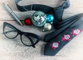 Business Christmas: tie, pen, glasses Royalty Free Stock Photo