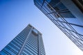 Business city center buildings background. Modern office architecture in the financial district. Glass skyscrapers in Royalty Free Stock Photo