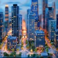 Business City Center, Downtown Skyscrapers Landscape, Sky Scrapers Panorama, City Miniature Diorama