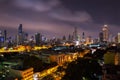 business cityscape area and modern building city and transportation urban area at dusk twilight night sky of bangkok thailand Royalty Free Stock Photo