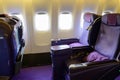 Business class luxury airplane interior Royalty Free Stock Photo