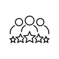 Business client line icon. Team and 5 stars symbol