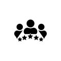 Business client vector icon, people group with 5 stars