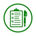 Business, clipboard, item icon. Green vector design