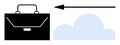 Business cloud migration concept with briefcase and directional arrow Royalty Free Stock Photo
