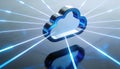 Business cloud storage concept, data flow lines connecting to cloud symbol, clean tech background, professional corporate visual Royalty Free Stock Photo