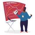 Business Coach with Team Mission Data Whiteboard