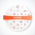 Business coaching concept with icon concept with round or circle shape for badge Royalty Free Stock Photo