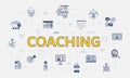 Business coaching concept with icon set with big word or text on center Royalty Free Stock Photo